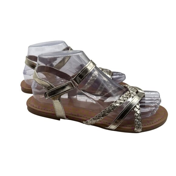 Piper Size 5M Girls Gold Braided Strap Sandals Adjustable Ankle Straps - Picture 6 of 16